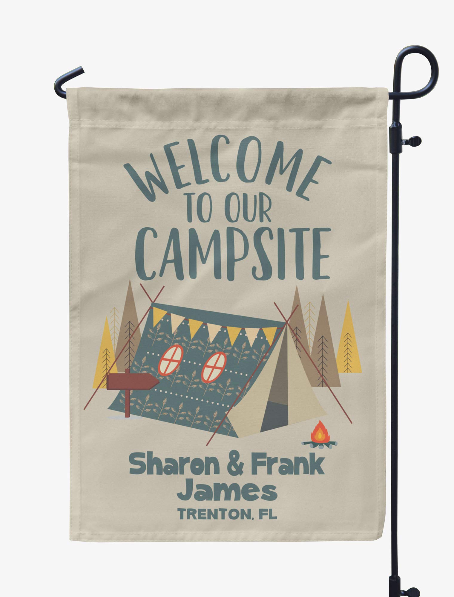 Printtoo Tan Welcome To Our Campsite Outdoor Camping Flags For Campers Personalized Double Sided Flag Outdoor Decor Sign Campsite Flag