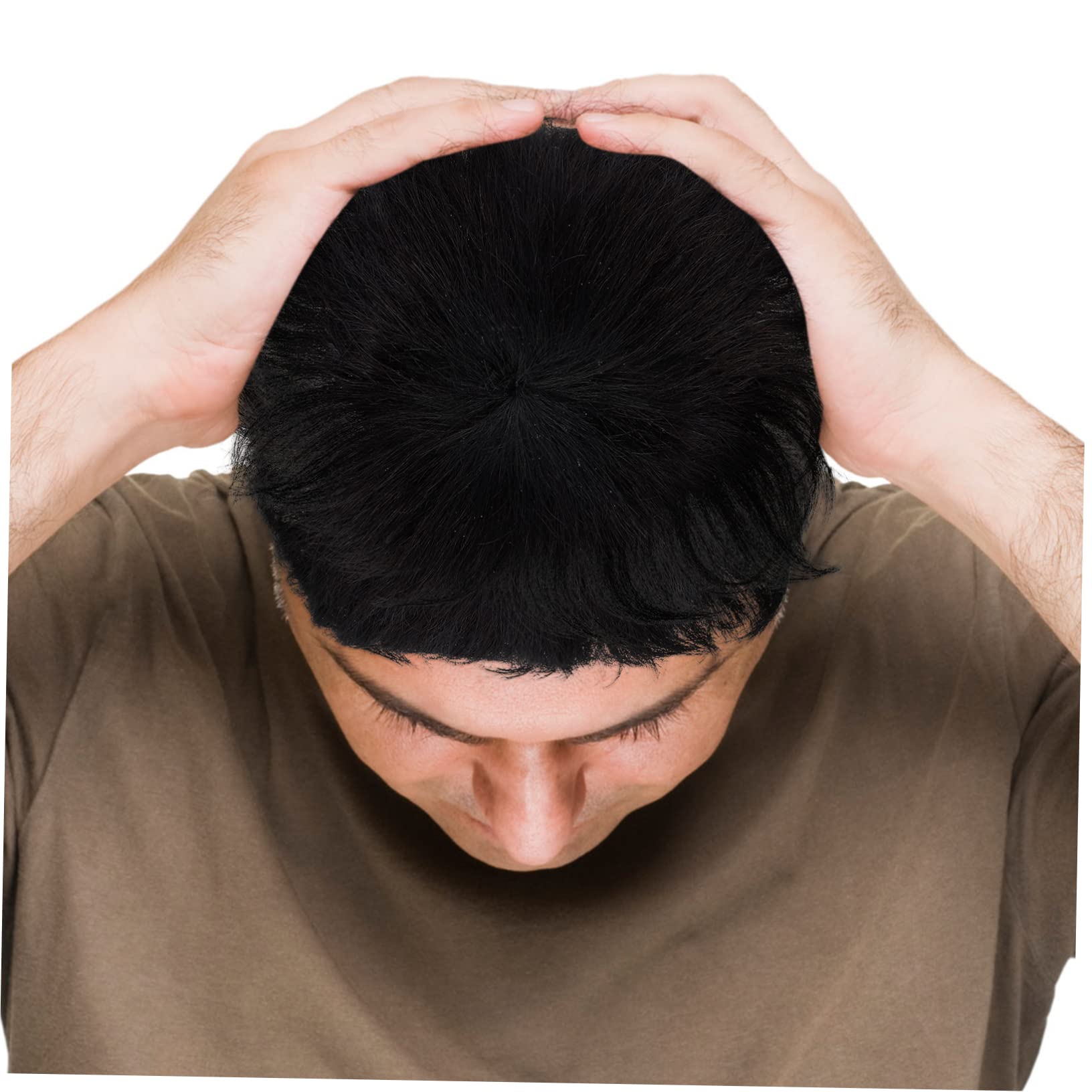 Peluca Masculina para Cubrir Calvo Pieza de Cabello Humano Extensión de Cabello Postiza para Uso Diario