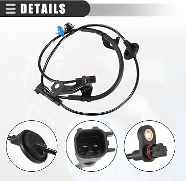 Motoforti Rear Left Right ABS Sensor, Wheel Speed Sensor, for Mitsubishi Lancer 2008-2013, Plastic, No.4670A579/4670A580, Black, 2 Pcs