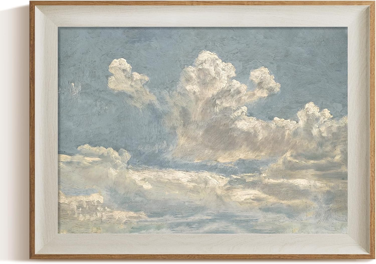 ARPEOTCY Framed Canvas Wall Art, 12x16 Inch Vintage Blue Sky Cloud Oil Painting, Natural Wall Art for Living Room, Bathroom, Bedroom, or Office Blue Wall Decor