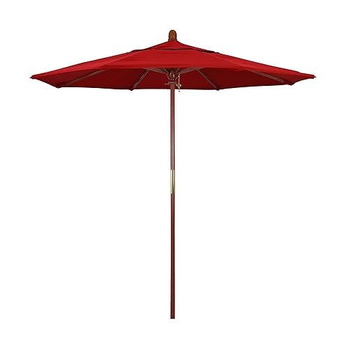 7.5' Rd. Wooden Market Umbrella, Push Open Pin Stop ,