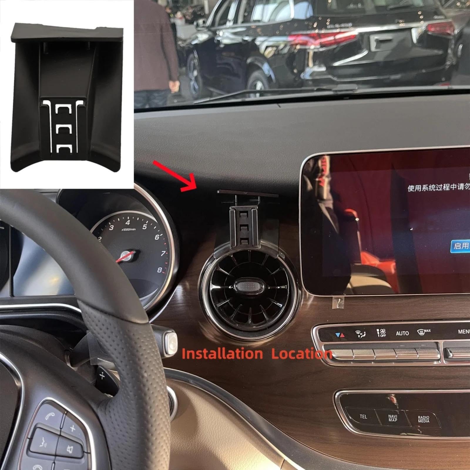 Uchwyt Samochodowy na Telefon dla Benz Vito W447 2016-2021, uchwyt na telefon komórkowy dla samochodu, ekran, stała podstawa, stojak na nawigację GPS (podstawa i uchwyt 11)