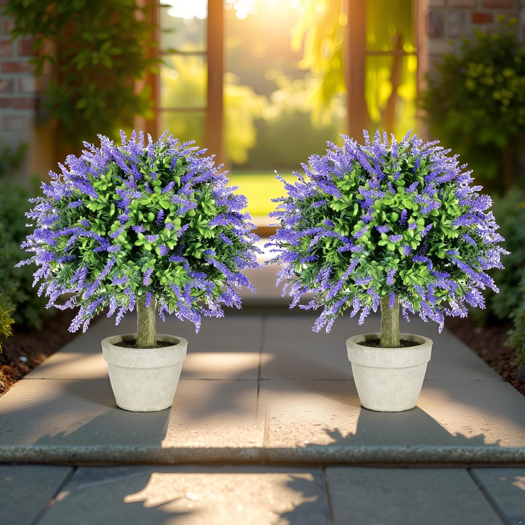 Künstlicher Lavendel 60 cm künstliche Pflanzen UV-Schutz für Innen- und Außenbereiche, Büro, Wohnzimmer, Schlafzimmer und Garten Moderne Dekoration, 2 Stück