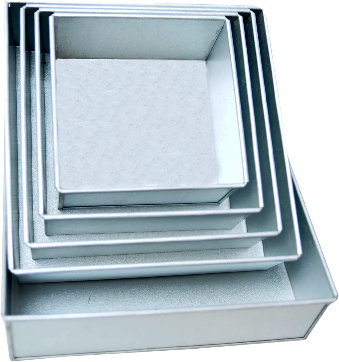 5 Tier Square Baking Pan Set Multilayer Cake Molds For Birthday Anniversary Wedding 6,7,8,9,10 Inch - All 3 Inch Deep - Image 2