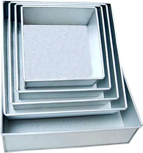 Miniatura 2 de Juego de moldes para hornear cuadrados de 5 niveles para tartas multicapa para cumpleaños, aniversario, boda, 6, 7, 8, 9, 10 pulgadas, todos 3