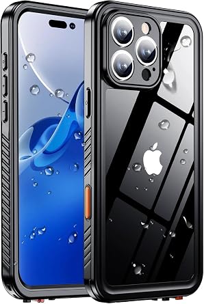 xiwxi for iPhone 16 pro case Waterproof,[IPX8 Underwater Case][Full Body Shockproof & 15FT Military Dropproof][Built-in Screen Protector][Dustproof] Clear Sound for iPhone 16 pro case 6.3 inch-Black