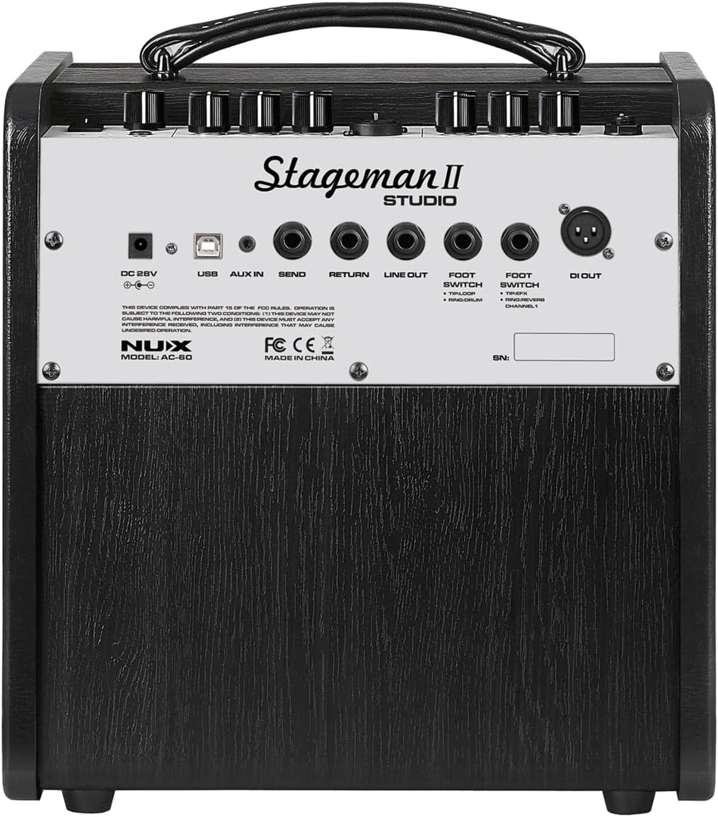 NUX Stageman II AC-60 60W Acoustic Guitar&Vocal Amplifier,12 Effects, 60s Phrase Loop, 8 IRs, Acoustic Impulse Response, 6 Signal Block Routings, 6.5”Premium Speaker