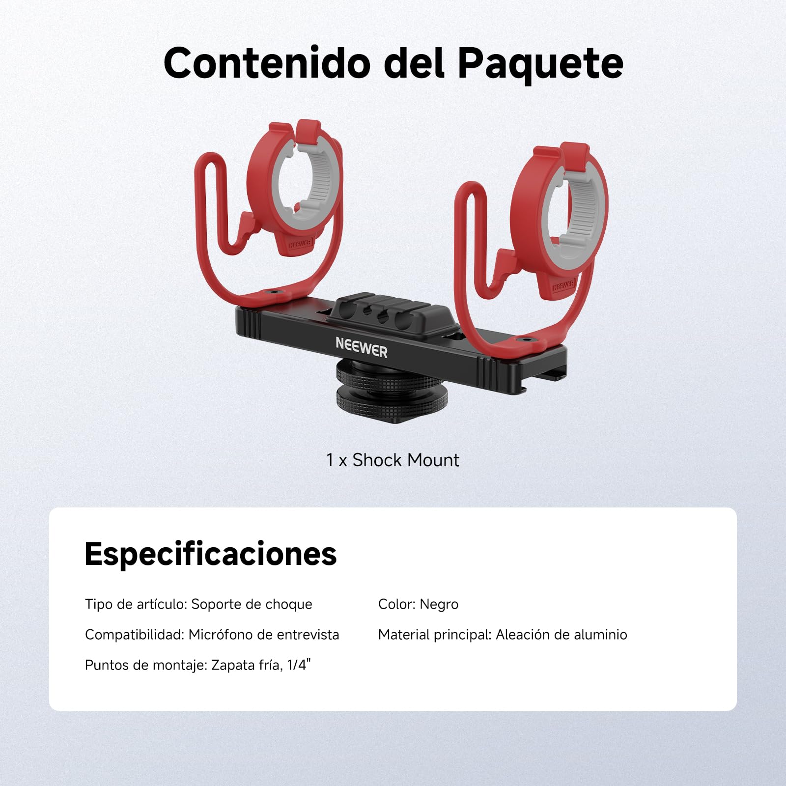 NEEWER Soporte de choque para micrófono, soporte ajustable para micrófono de zapata fría para cámara, poste de pluma, accesorios de trípode compatibles con Rode NTG Series Sennheiser MKE600 Audio