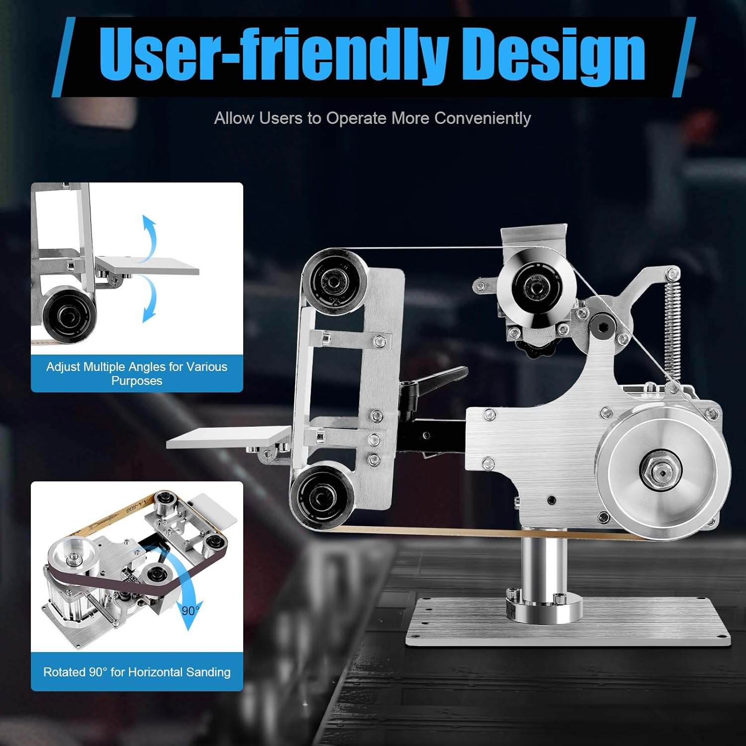 Abrasive Belt Machine,762x25MM Belt Sander,Polisher Sharpener Grinder,Brushless Motor,Small Vertical and Horizontal Household Brushless Belt Machine,Polishing and Polishing Fixed Angle Opening