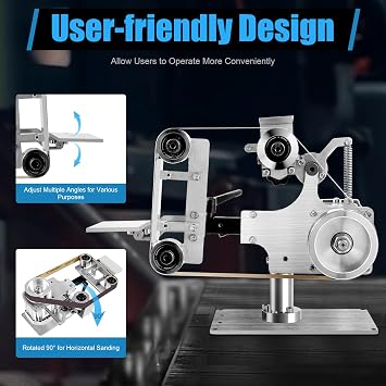 Abrasive Belt Machine, 30 x 1 in Belt Sander Polisher Sharpener Grinder w/DC Brushless Motor Stepless Speed Regulation Small Vertical and Horizontal Household Brushless Belt Machine