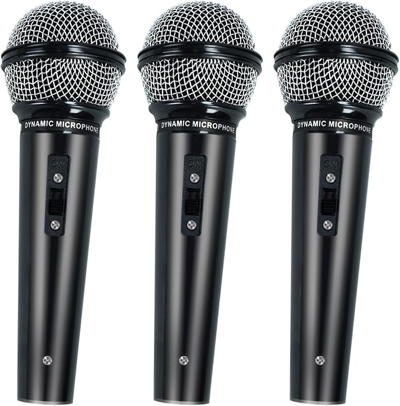 3 Pack Plastic Fake Microphone, Black Stage Mics Toy for Halloween Christmas and Birthday Party