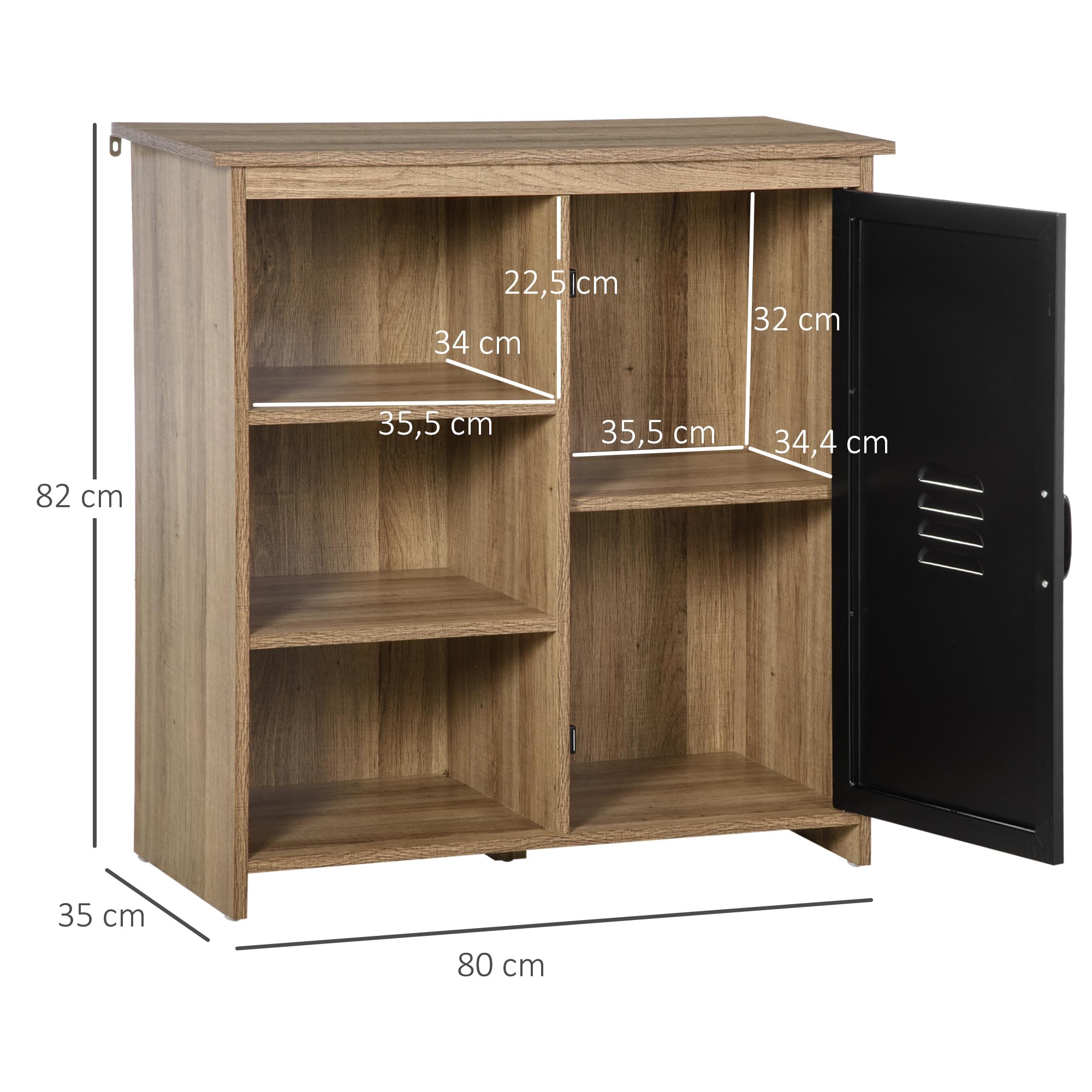 HOMCOM Buffet Industriel - Meuble de Rangement sur Pied 3 Niches Noir