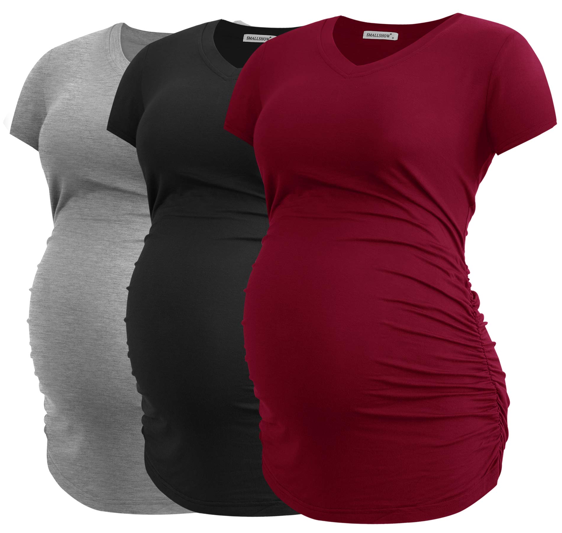 Smallshow - Camiseta de maternidad con cuello en V para mujer - - Medium