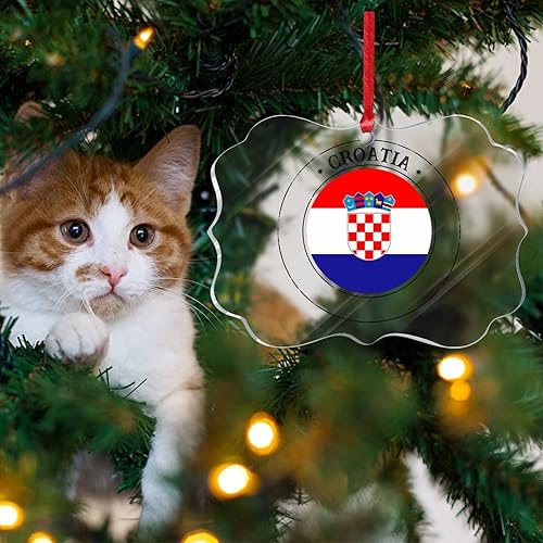 Vista 179 de Bandera de Curazao - Adorno para árbol de Navidad, bandera nacional, decoración de árbol de Navidad de Curazao, recuerdo acrílico, adorno colgante