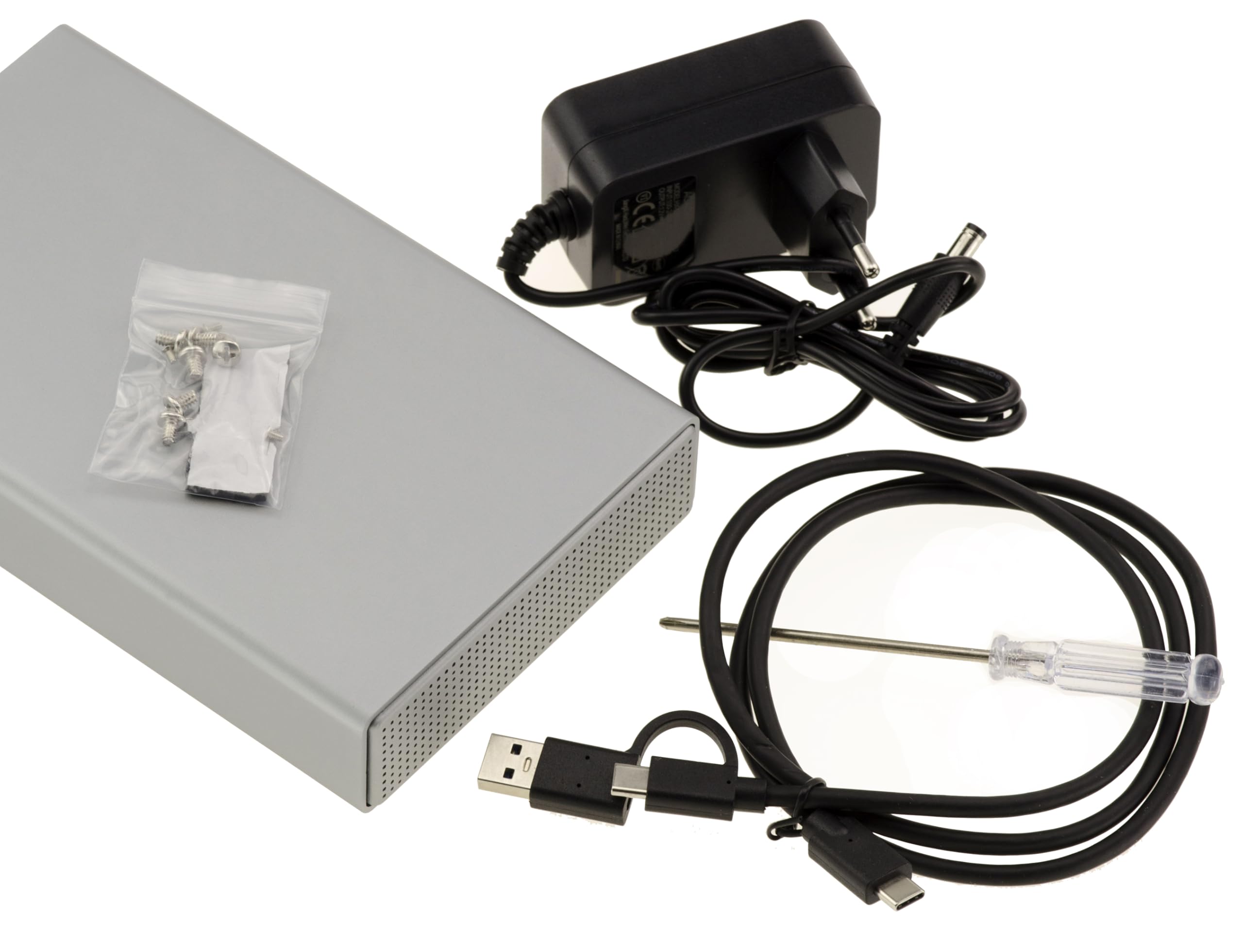 KALEA-INFORMATIQUE Custodia in metallo per disco SAS 2,5 o 3,5 con connettore SFF-8482, collegamento USB3.2 Gen 2x1 10G e alimentazione 12V 3A