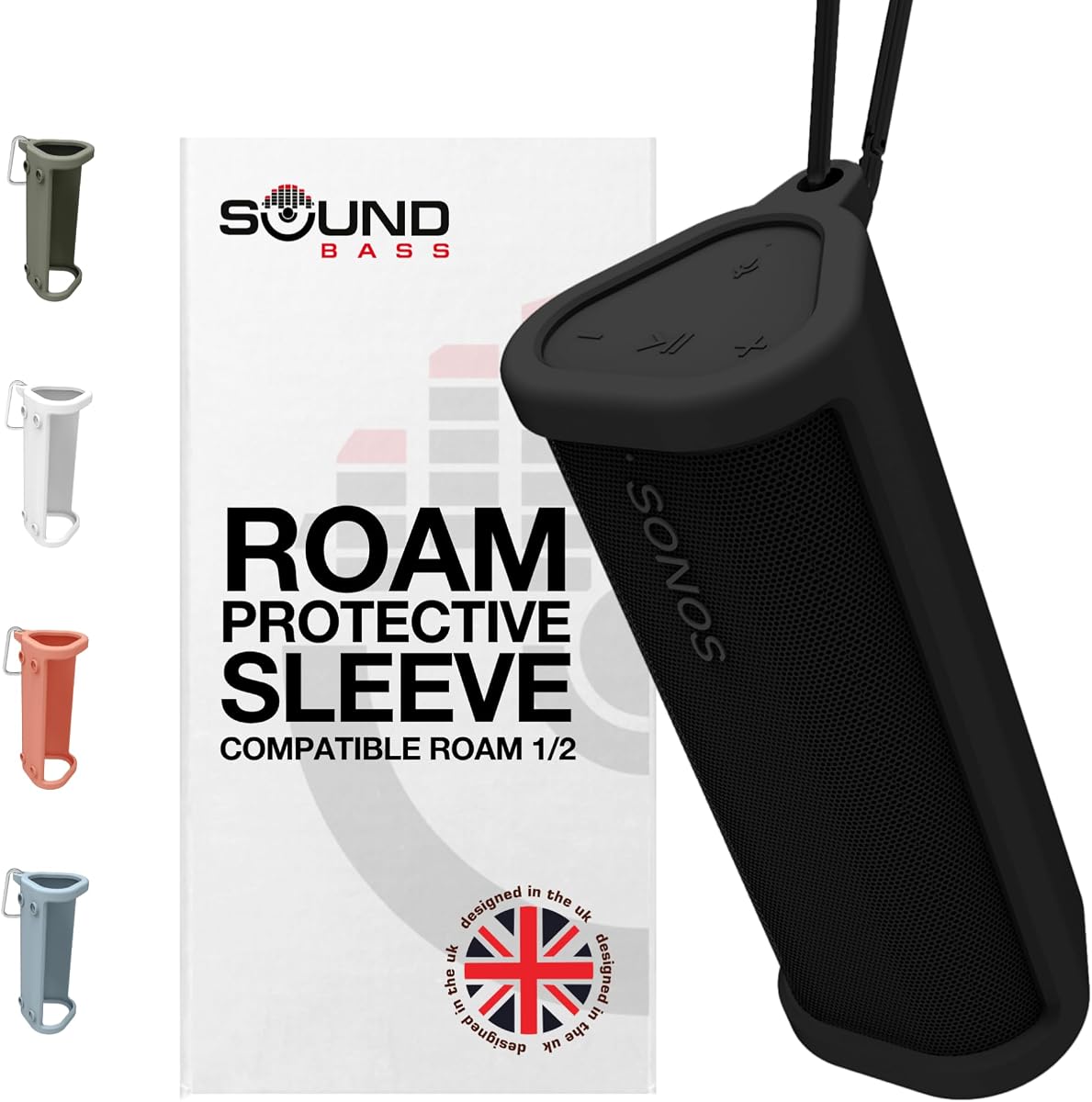 Heavy Duty Protective Carrying Case for Sonos Roam 2 | Black | Compatible with Sonos Roam, Roam 2 & Roam SL | Includes Bluetooth Button | Protect Your Wireless Speaker | Cover / Sleeve