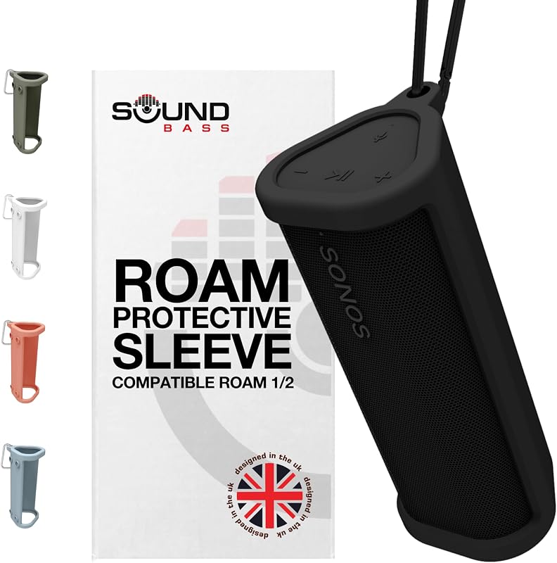 Heavy Duty Protective Carrying Case for Sonos Roam 2 | Black | Compatible with Sonos Roam, Roam 2 & Roam SL | Includes Bluetooth Button | Protect Your Wireless Speaker | Cover / Sleeve