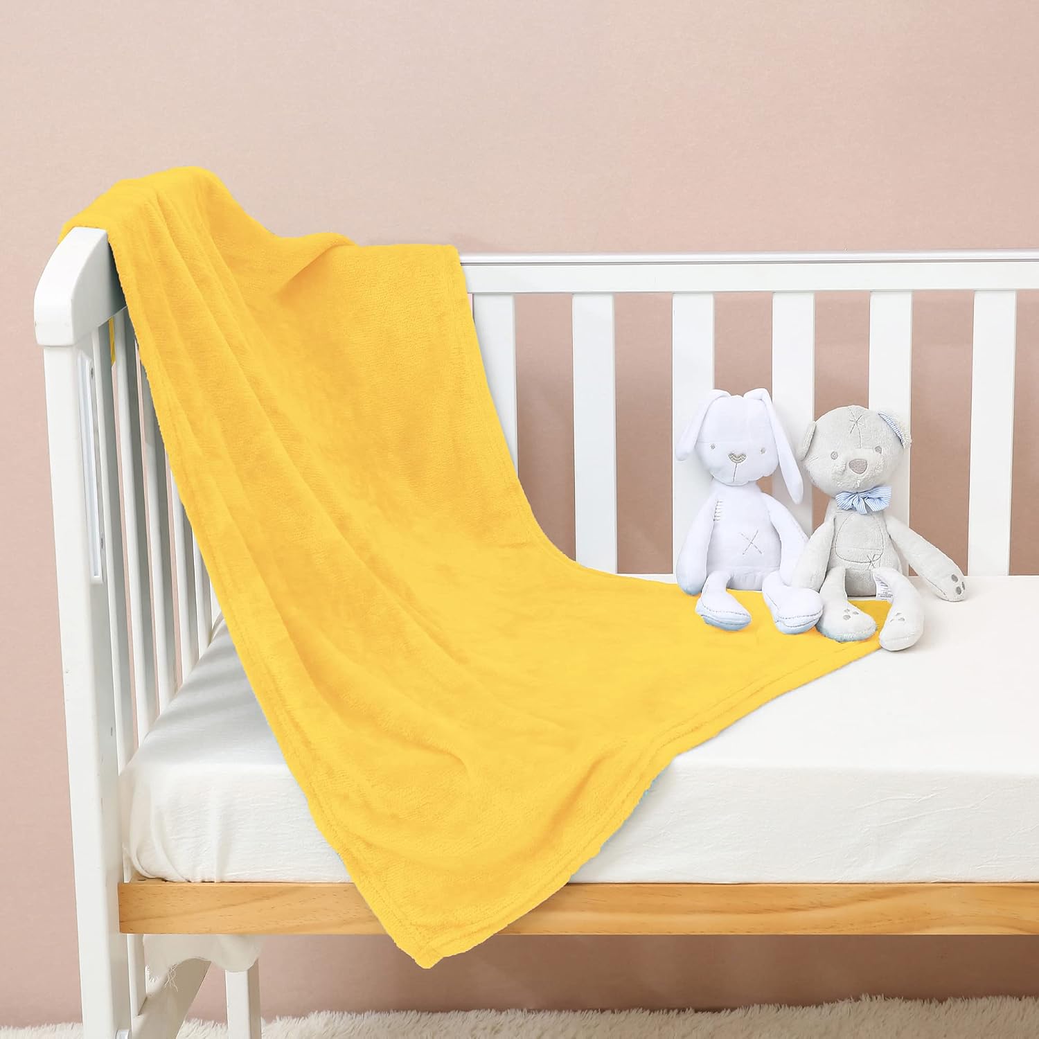 Soft Fleece Baby Blanket Swaddle Blankets Boys, Girls, Toddler, Kids ,Breathable Thermal Warm Comfort, 30” x 40”,Color Gold