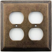 Classic Accents Deco Aged Antique Brass 2 Gang Duplex Outlet Wall Plate