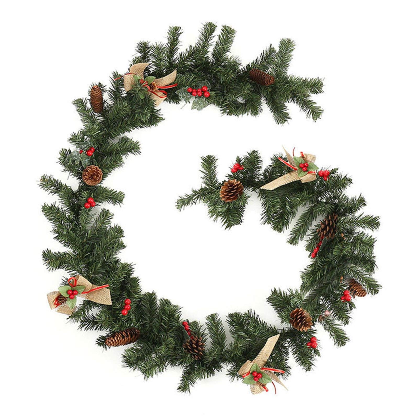 Guirlande de Noël artificielle 1.8M : déco de rotin avec fleur pour Xmas party et porche