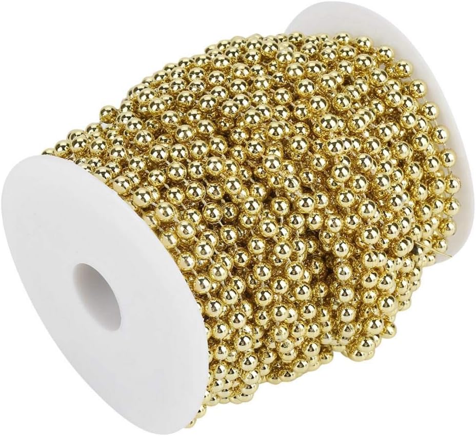 6mm 25m Bead Roll Electroplating Faux Pearl Wire Beads Garland String of Decorative Gold Beads for DIY Wedding Party Decoration 6mm(Gold) - Image 5