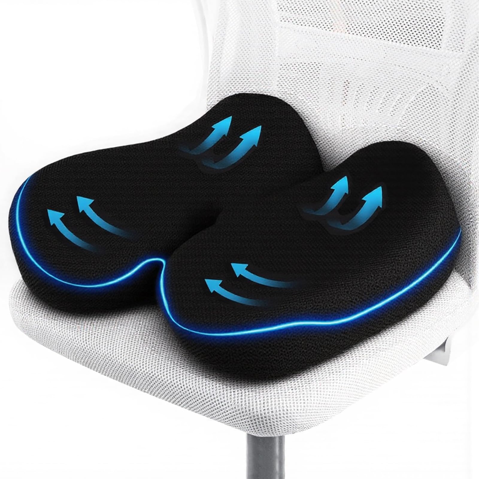 Cojín de asiento viscoelástico, cojín de espuma viscoelástica para alivio de presión para cadera, coxis, ciática, cojín ergonómico para silla de oficina, silla de ruedas