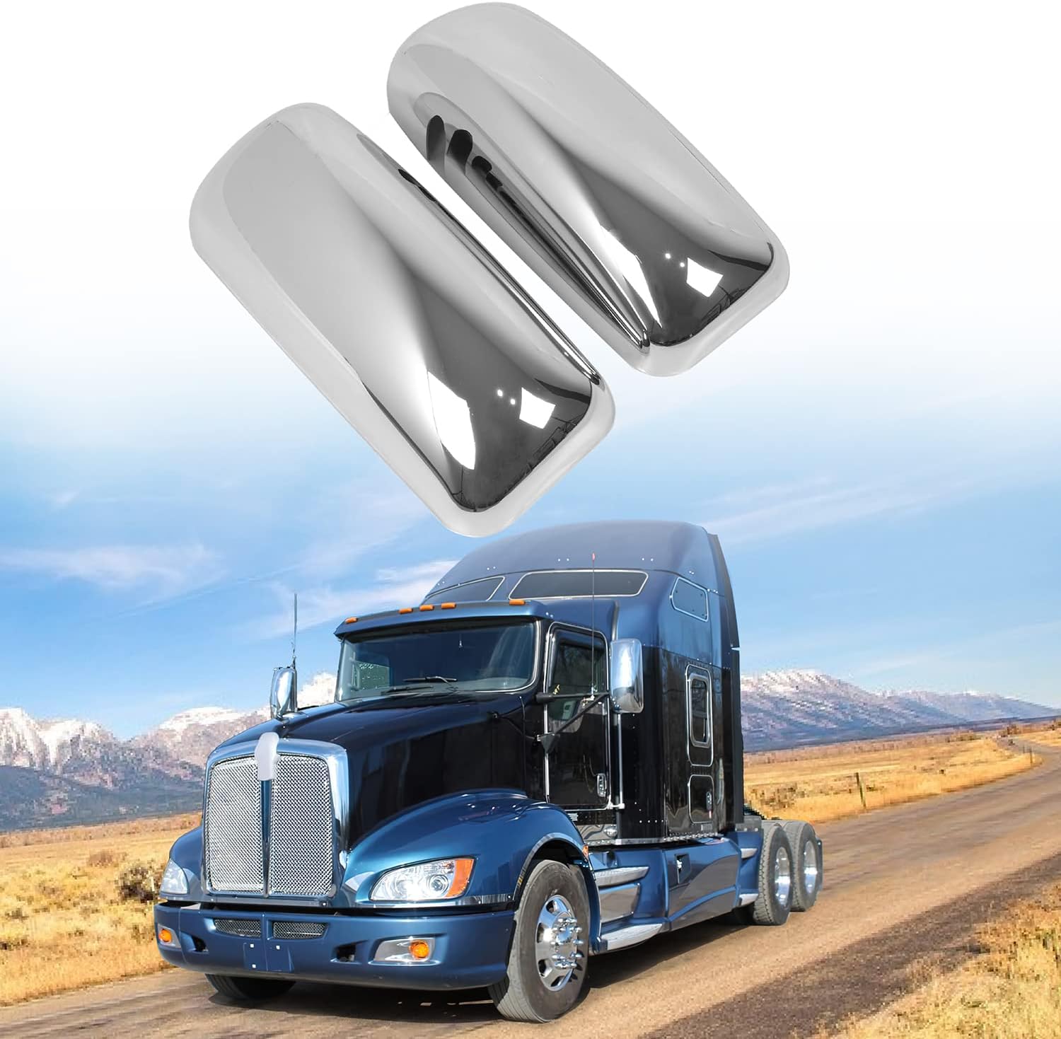 Chrome Door Mirror Covers for Kenworth T660,Left/Driver Side & Right/Passenger Side for Kenworth T600 /T660 Mirror Cover