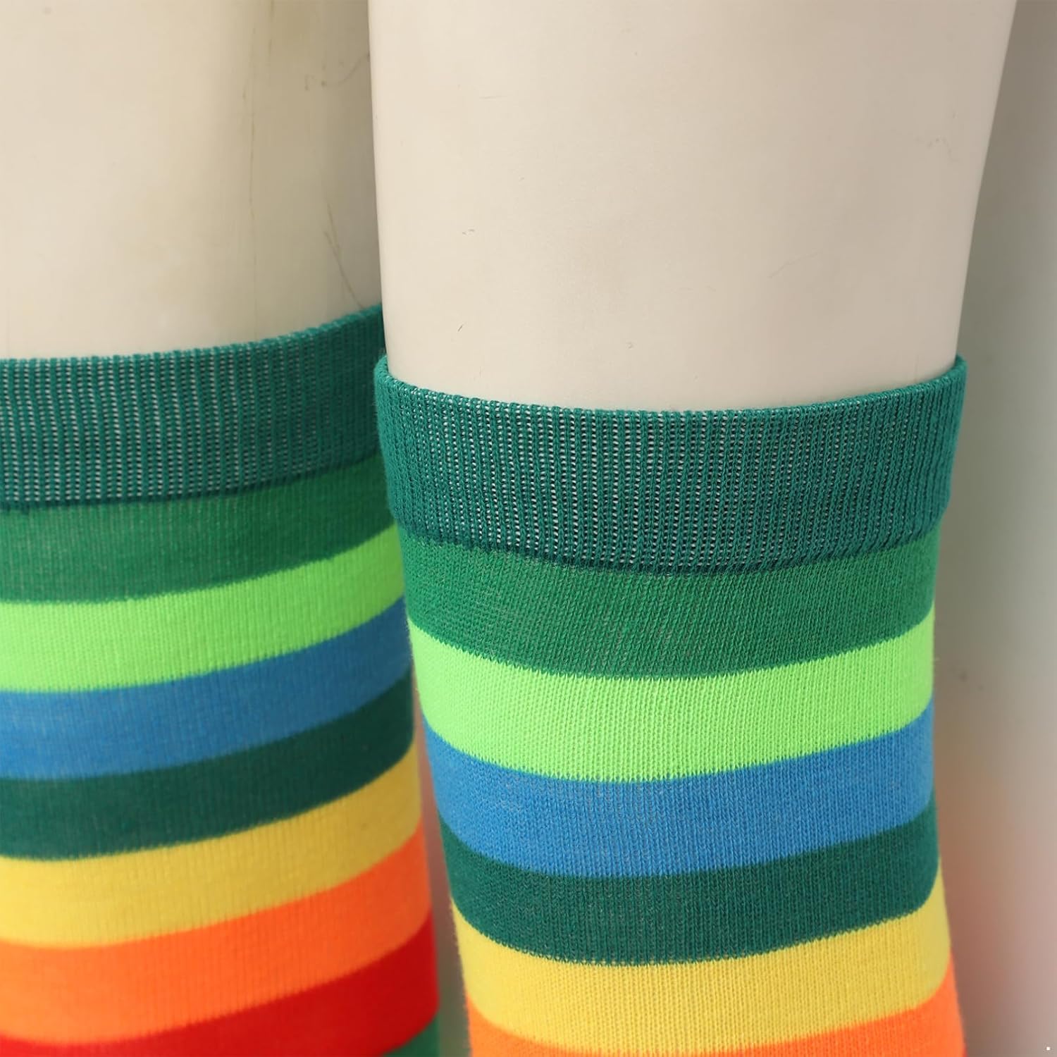 TiaoBug Womens Rainbow Striped Thigh High Stockings Over Knee Socks Halloween Carnival Costume Leg Warmers