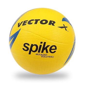 Vector X Spike Rubber Moulded Indoor/Outdoor Volleyball with Butyl Bladder, Yellow, Size: 4 (Suitable for Practice/Match/Beach Play) Butyl Ball + Free Air Needle for Adults Boys Kids