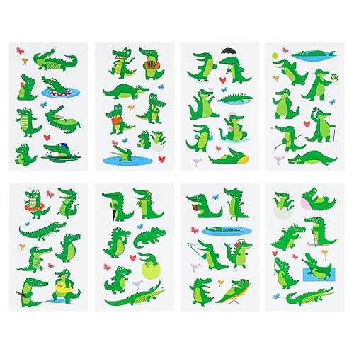 Miniatura 2 de 24 hojas de tatuajes temporales de cocodrilo cocodrilo, decoraciones de cumpleaños, cocodrilo cocodrilo, recuerdos de fiesta