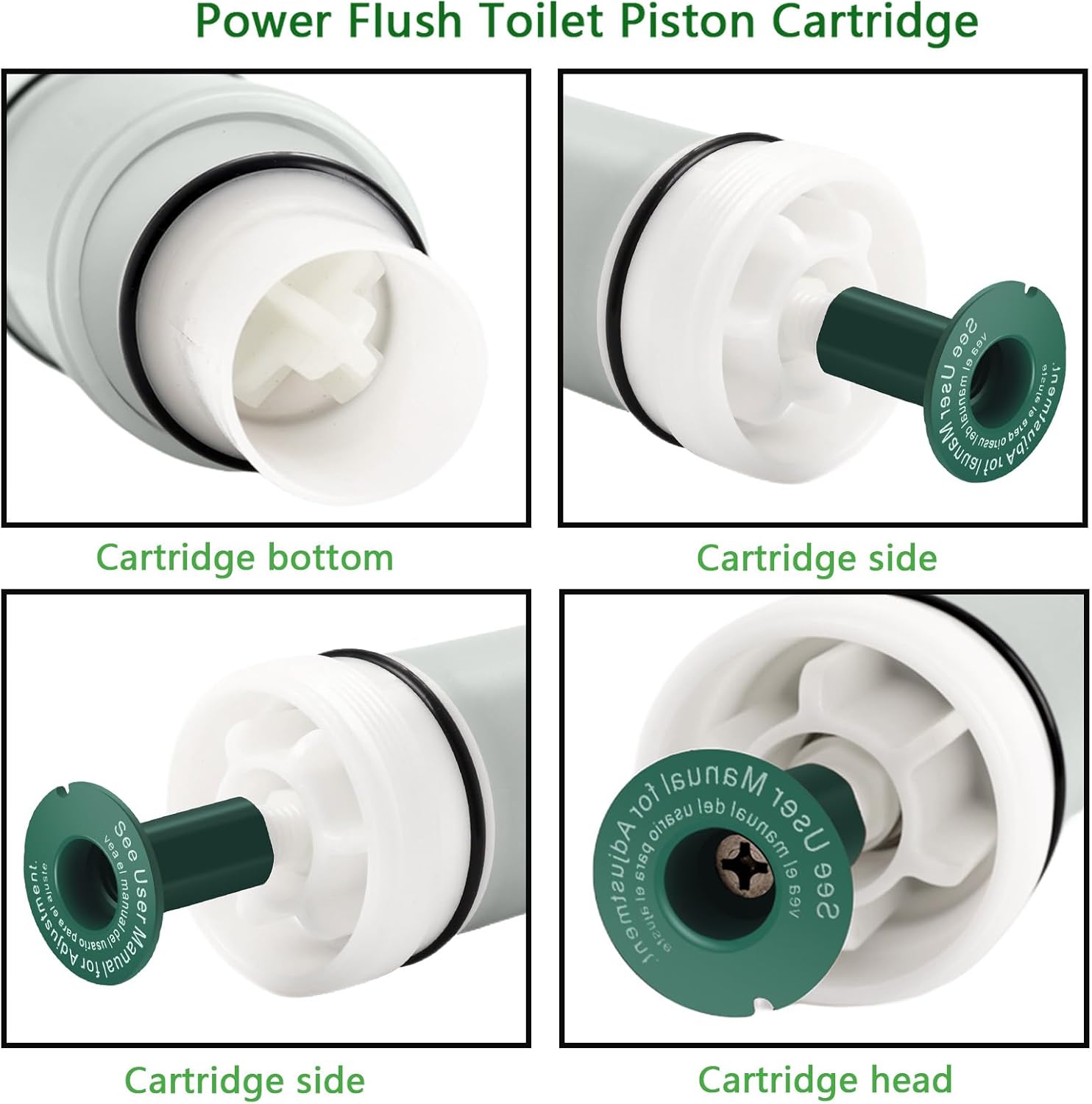 C-100500-K Replacement Flush Valve Cartridge/Power Flush Toilet Piston Cartridge Parts,Fits Model 500, 501, 501A, 501B, 503, 504 Series Tank System, Genuine（2）