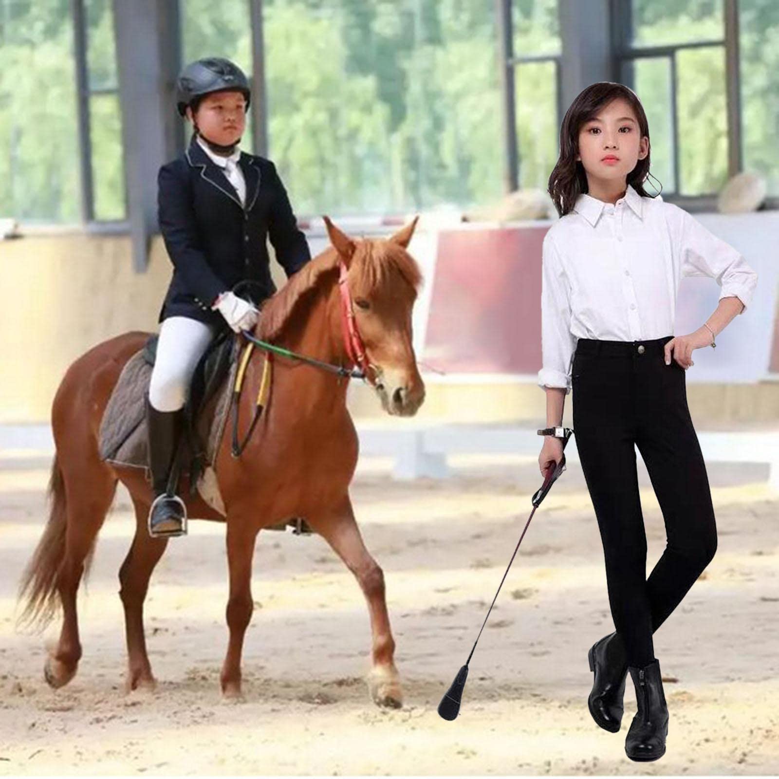 Pantalones de Equitación para Niños. Pantalones de Equitación Elásticos de Algodón para Niñas Pequeñas.