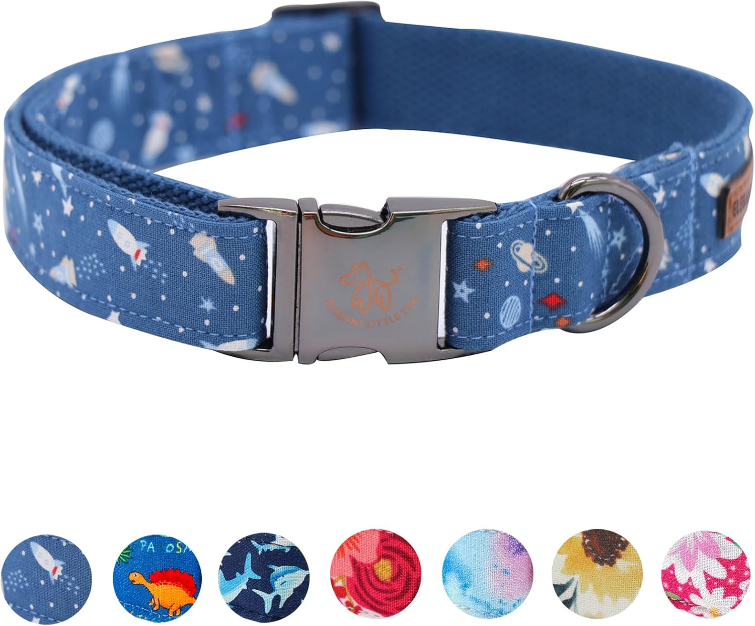 Elegant little tail Dog Collar, Blue Universe Pattern Pet