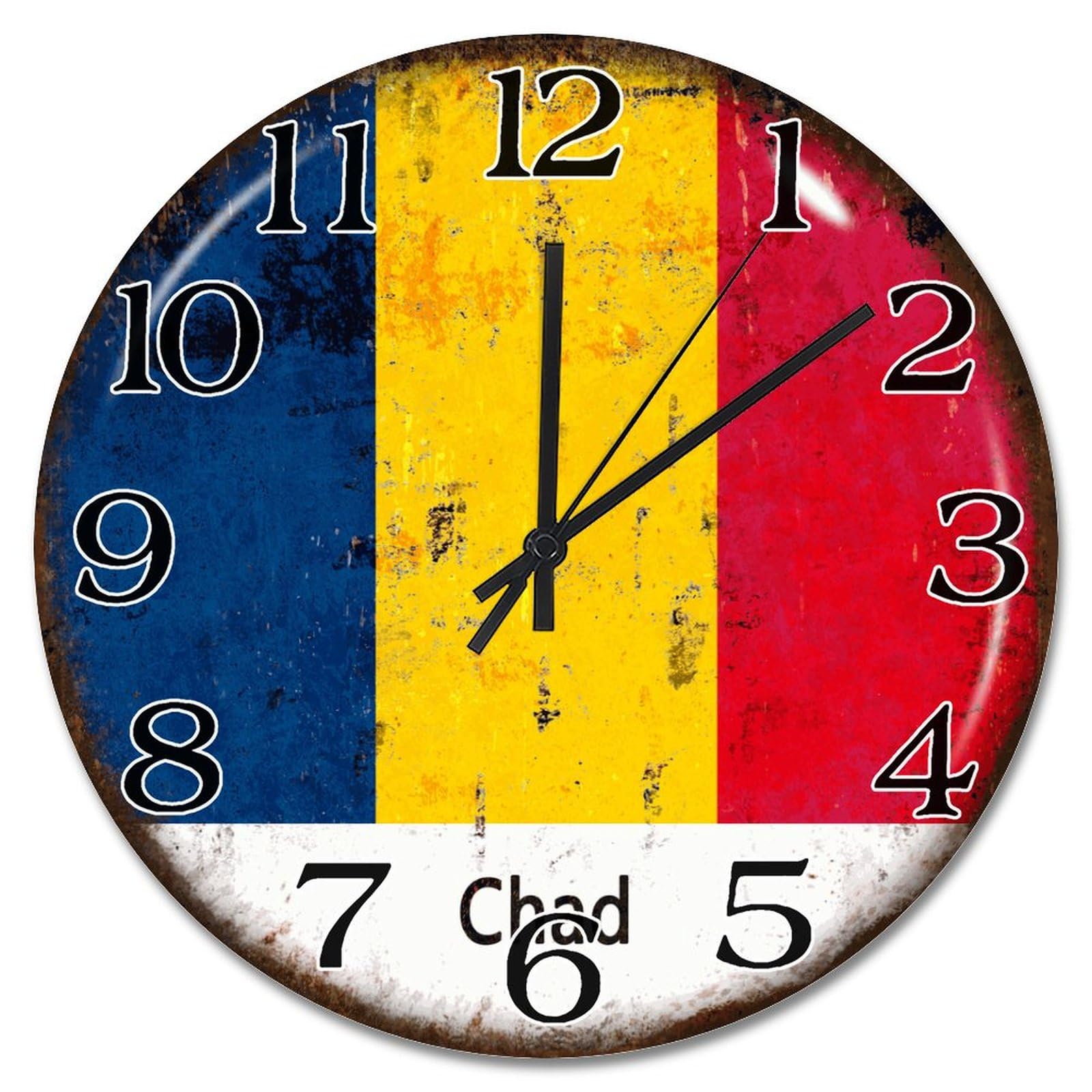 Horloge murale decorative Tchad 38 cm sans bruit pour bureau ecole et maison