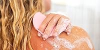 Vista 4 de Boie USA Exfoliante de cuerpo plano, exfoliante de ducha suave similar a la silicona y cepillo de limpieza corporal, reemplazo de lufa adhesivo a