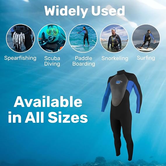 H2Odyssey Momentum 4/3mm Wetsuit for Men - Mens Long Sleeve Swimsuit for Surf Board and Deep Sea Diving - 4 Way Stretch Material Mens Swimsuit