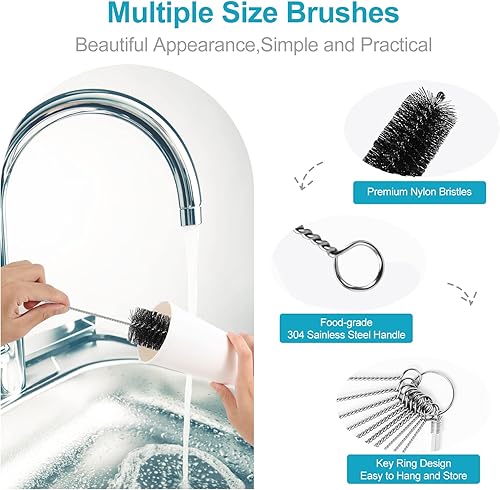 Miniatura 2 de Cepillo limpiador de paja largo que se extiende de 12 pulgadas, extra ancho de 0.47 pulgadas de diámetro, cepillos de limpieza para tubo de cuello