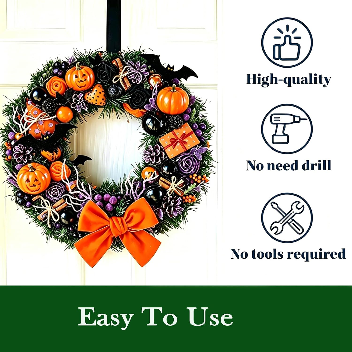 Adjustable Wreath Hangers for Front Door, Heavy‑Duty Wreath Holder 30 lbs