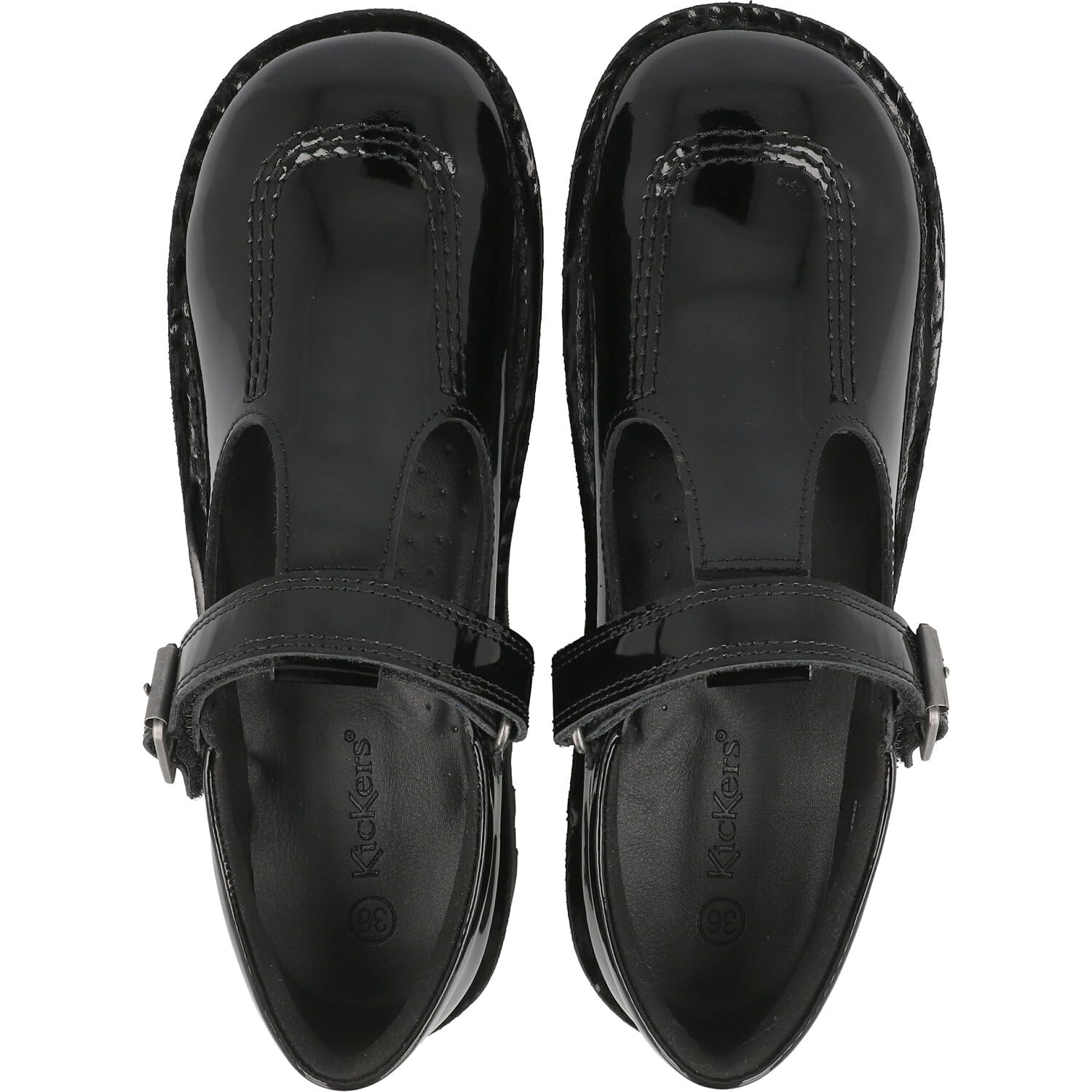 Kickers Kick T Vel J Nero Pelle Mary Jane Scarpe