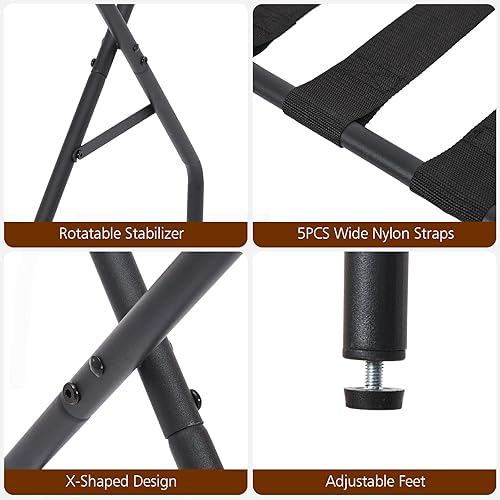 Miniatura 6 de AMHANCIBLE Luggage Rack, Foldable Suitcase Stands Set of 2, Metal Luggage Holder for Guest Room, Bedroom, Hotel, Holds up to 110 lb, Easy Assemble,