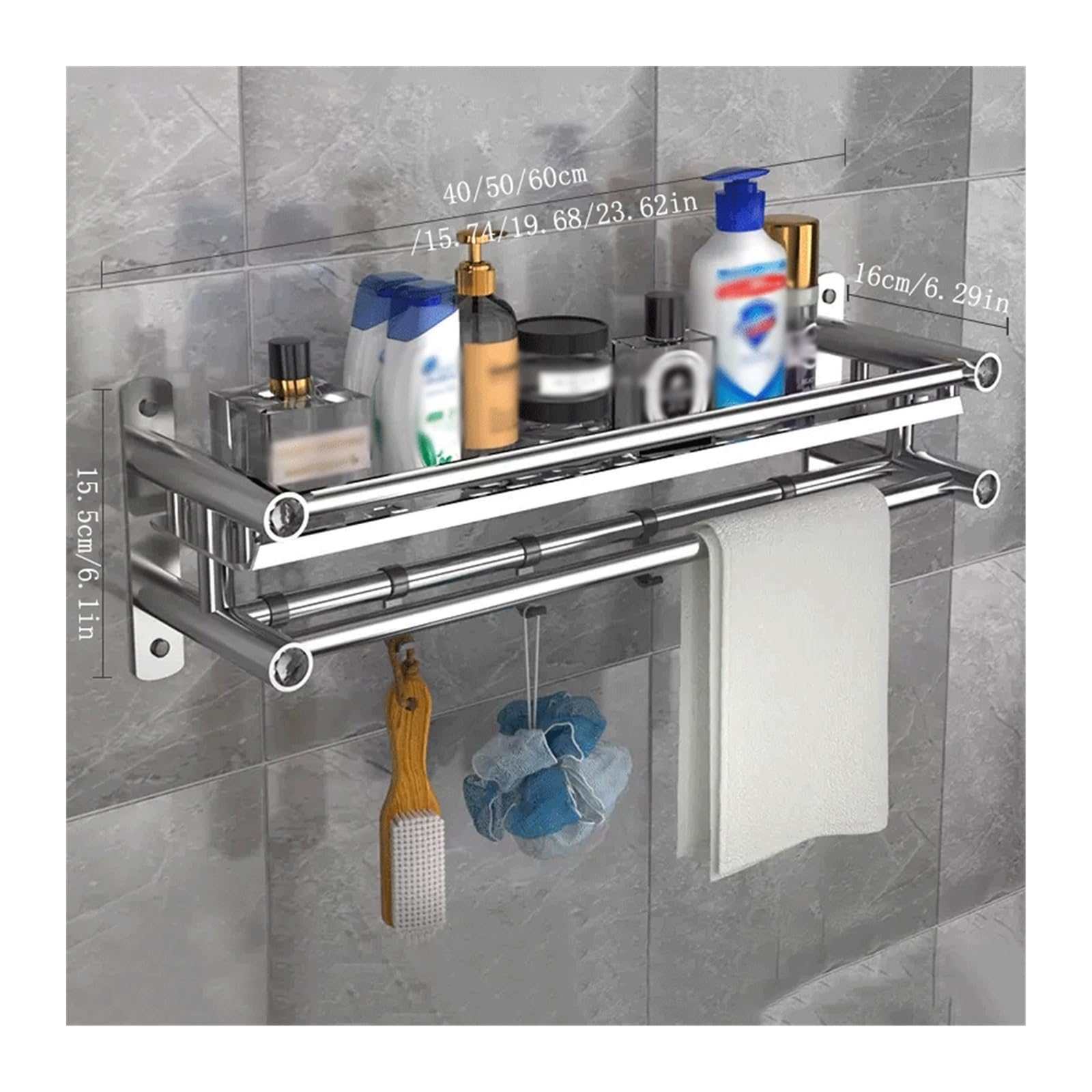 LUUYYI Mensola da bagno Scaffale portaoggetti da bagno Scaffale a parete monostrato in acciaio inox rack portaoggetti per tavolo da lavaggio prodotti per la cura della pelle, semplice scaffale