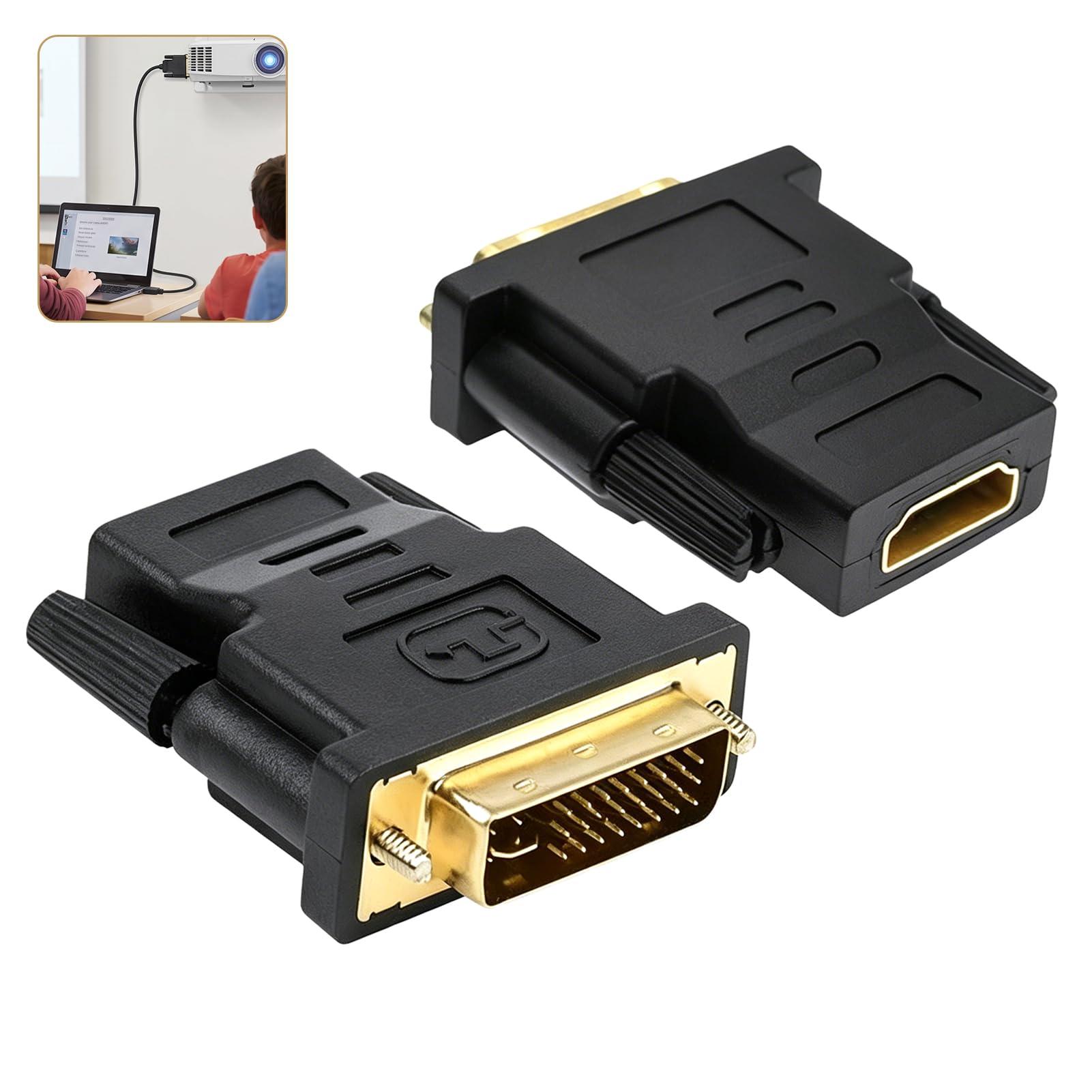 Adaptateur DVI vers HDMI 24+1, DVI-D mâle à femelle, contacts plaqués or pour PC, moniteurs, TV