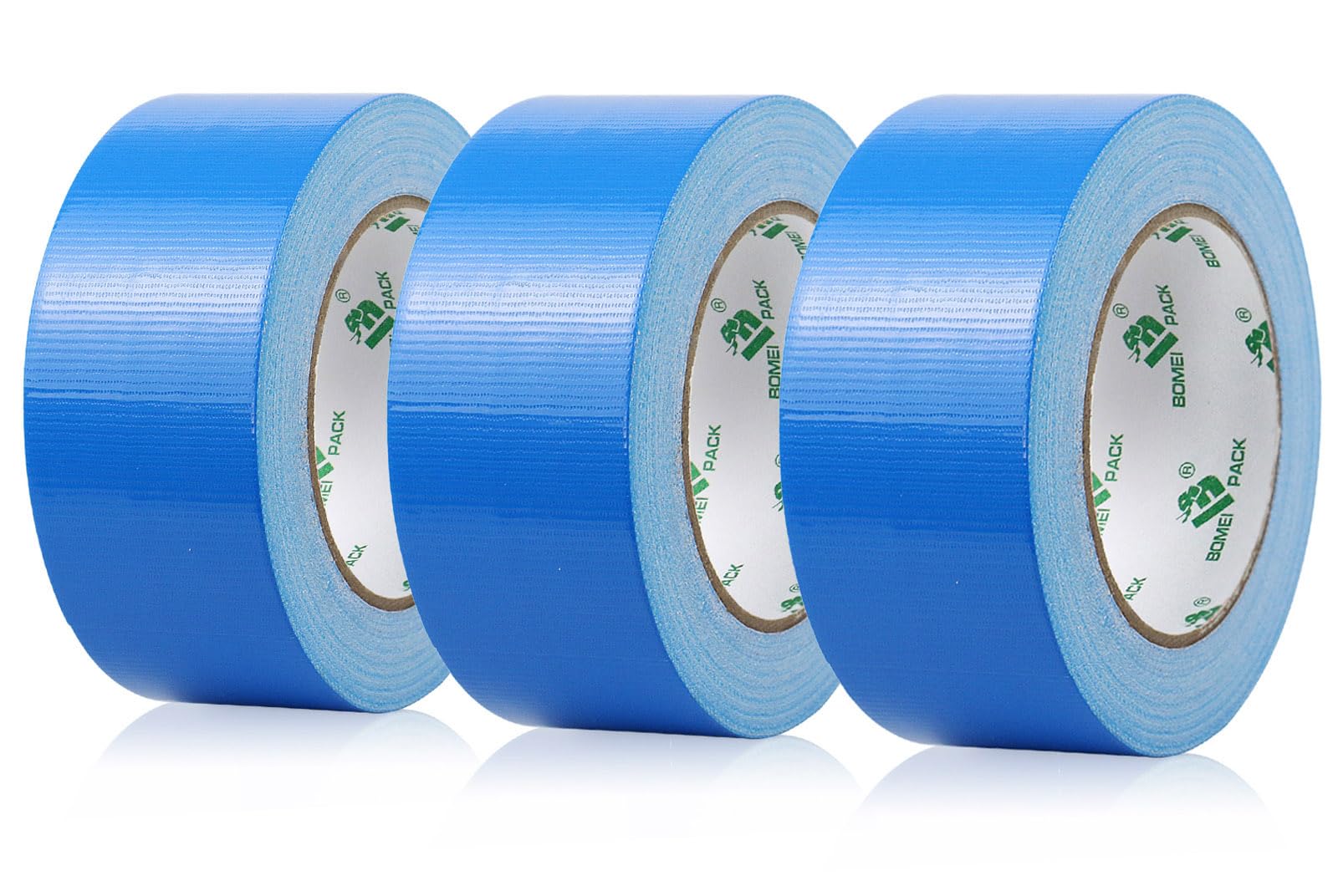 BOMEI PACK Blue Cloth Duct Tape 3Rolls 48mm x 30Y Reinforced Waterproofs Heavy Duty Duct Tape for Fixing Repairing DIY Craft Labeling Boxes Sealing Strapping for Home Jobs