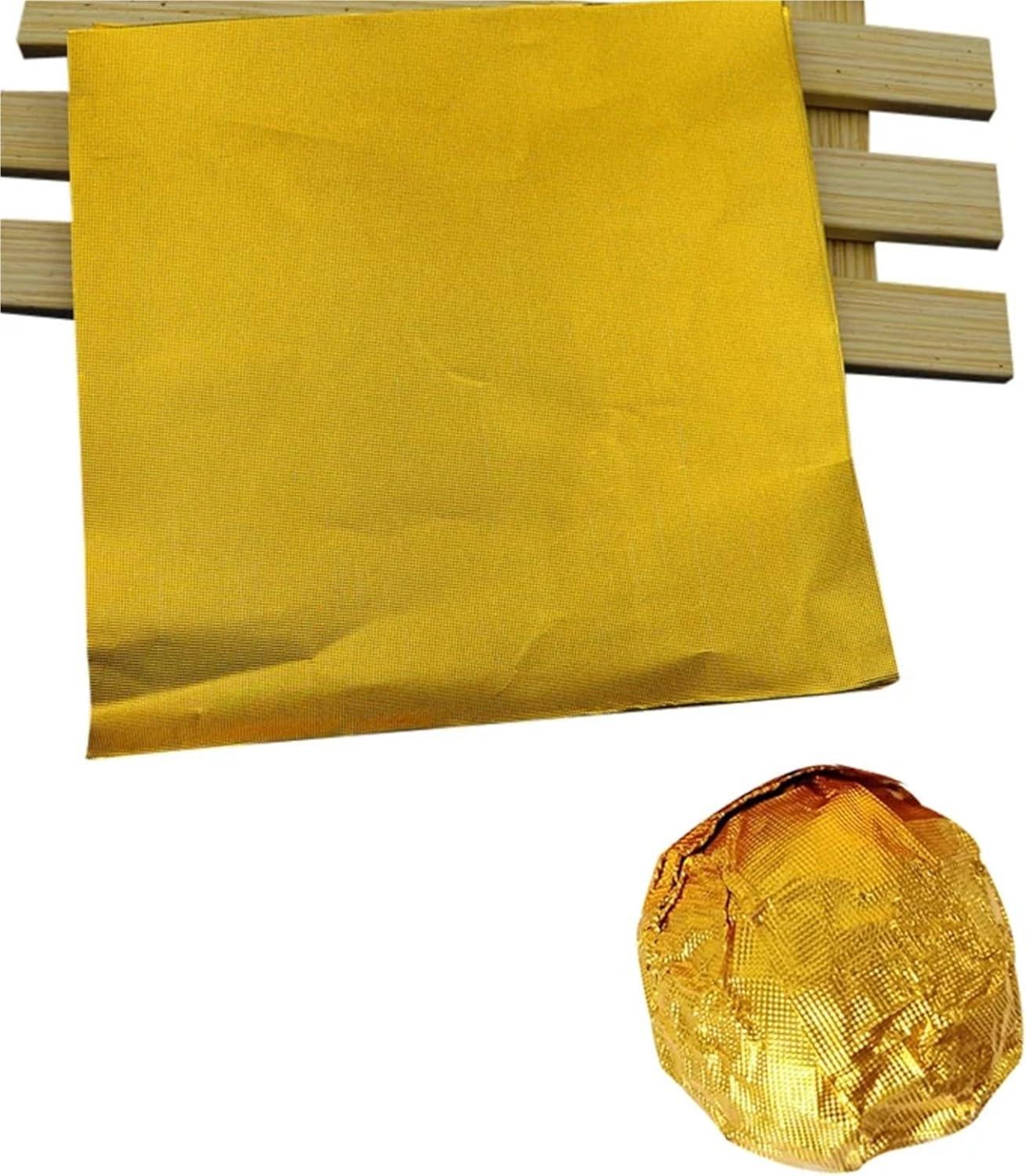 2500pcs Golden Aluminum Foil Candy Chocolate Cookie Wrapping Tin Paper Party DIY Metal Embossing(Orange peel grain,9x9cm)