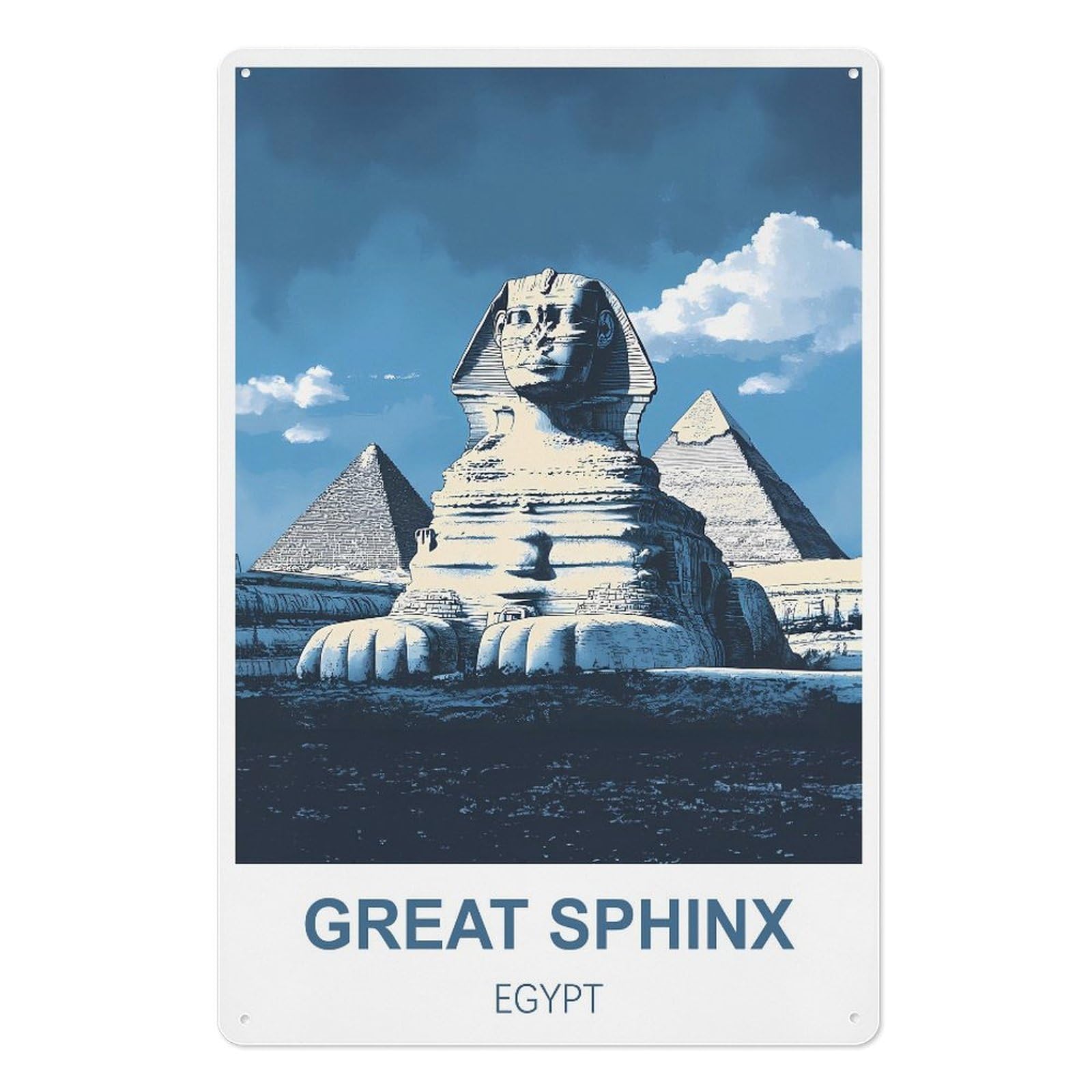 Great Sphinx Egypt Retro Design Tin Painting Vintage Tin Sign 08x12inch(20x30cm) Wall Art for Home Office Bedroom Living Room Cafes Wall Decor