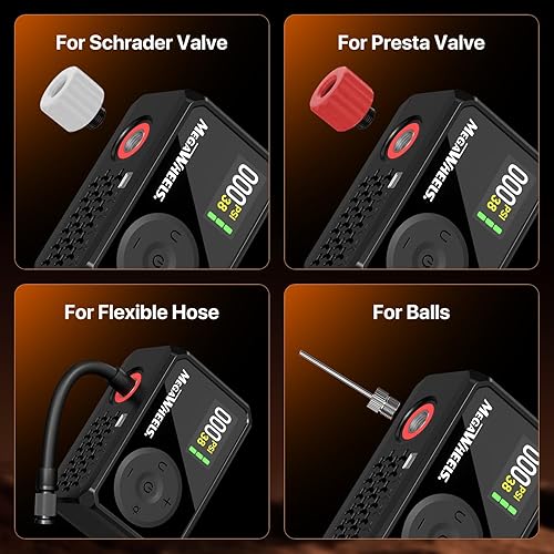 Miniatura 5 de MEGAWHEELS Mini bomba de neumáticos para bicicleta, bomba eléctrica de bicicleta de 120 PSI con válvula Presta y Schrader, bomba de bicicleta