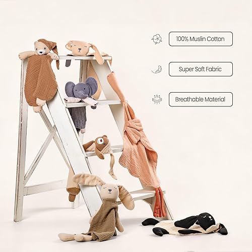 Miniatura 6 de lulumoon Manta de Seguridad de Ganso Lovey de Muselina para Bebés, Viajes y Guardería - Juguete Suave Amigable con la Piel para Autocalmarse
