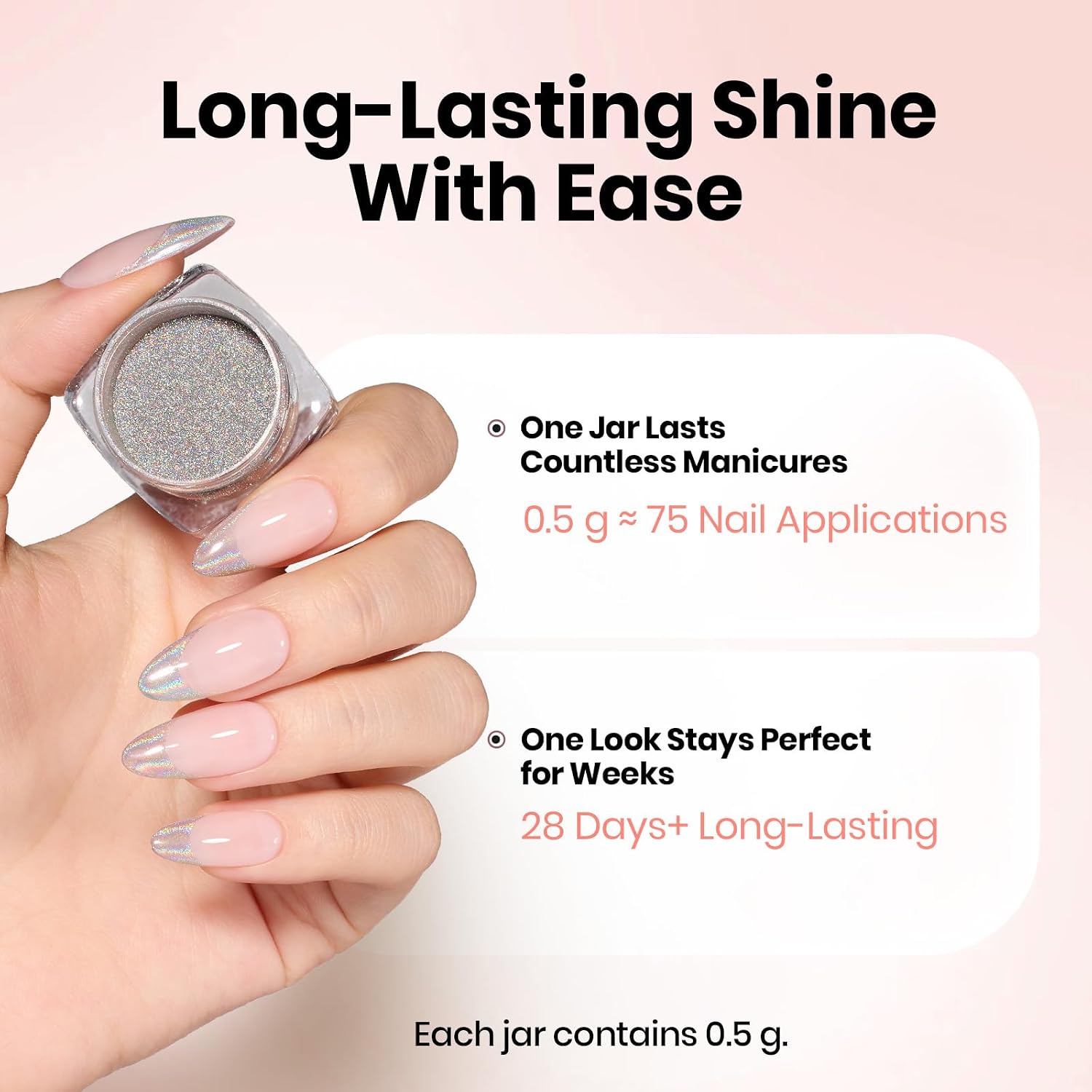 Beetles Chrome Nail Powder Set 3 Colors Holographic Silver Pearl White and Aurora Yellow Iridescent Mirror Effects for Gel Nails Resin Nail Art Decoration Glitter Nails Art Chrome Powder
