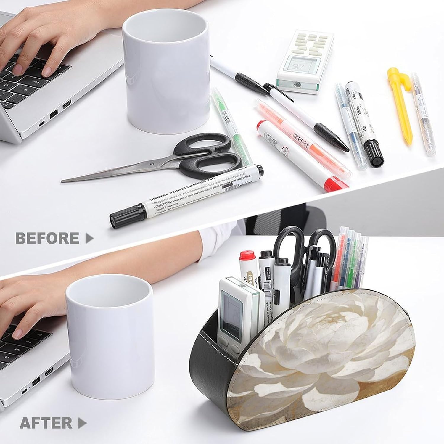 Personalized PU Leather Remote Control Holder with 5 Compartments image 3