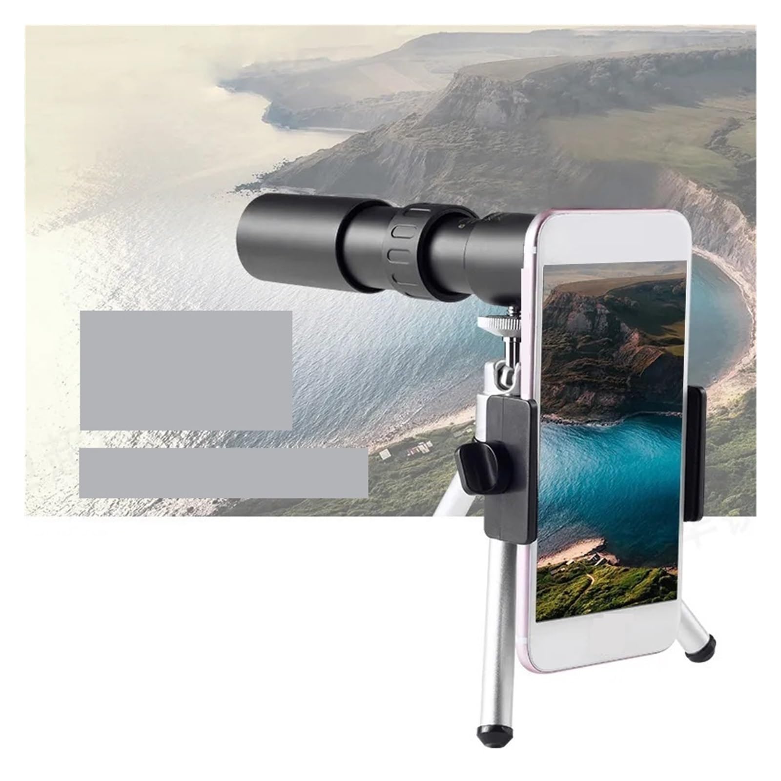 Luneta Obserwacyjna 10-300X Zoom HD Przenośna Mocna Lornetka Daleki Zasięg Profesjonalny Luneta Monokularowy Teleskop Niski Noktowizor Na Polowanie Mocny Okular I PowięKszenie(Set-black)